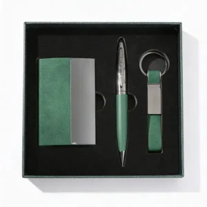 Coffret 3 pcs PU – Ensemble Stylo, Porte-Cartes, Porte-Clés