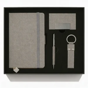 Coffret 4 pcs NM – Ensemble Bureau Élégant avec Carnet, Stylo, Porte‑Carte & Porte‑Clés