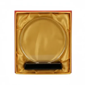 Trophée en Verre Circulaire sur Socle Noir