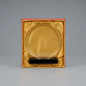 Trophée en Verre Circulaire sur Socle Noir