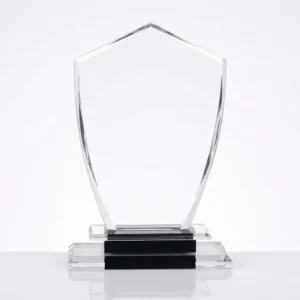 Trophée en Verre "Écusson" avec Socle Contrasté