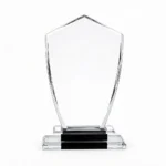 Trophée en Verre "Écusson" avec Socle Contrasté
