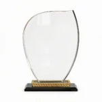 Trophée en Verre "Élégance Courbe" avec Socle Doré Ciselé
