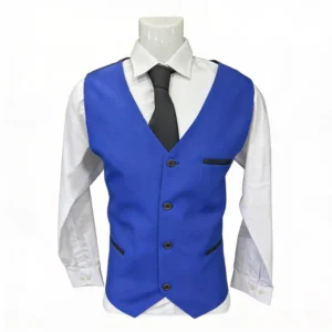 Gilet Costume Homme Bleu Roi Élégant – Veste Sans Manches Chic pour Mariage & Soirée