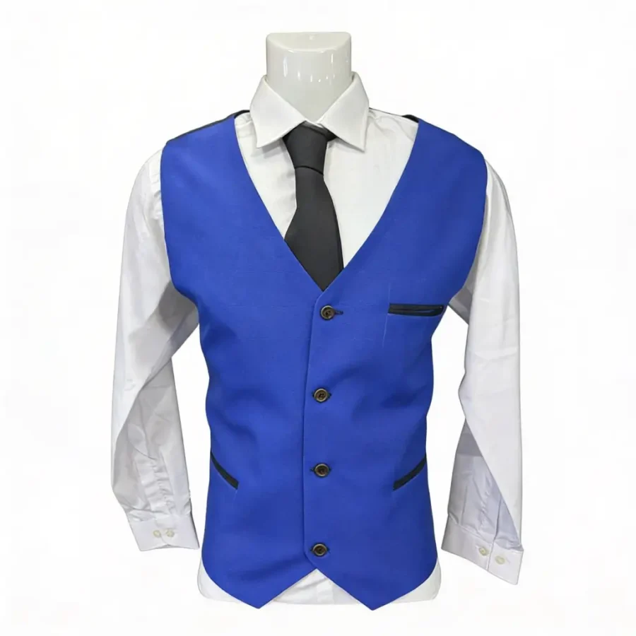 Gilet Costume Homme Bleu Roi Élégant – Veste Sans Manches Chic pour Mariage & Soirée