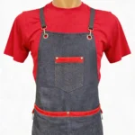 Tablier en Denim Gris avec Poche – Style Moderne