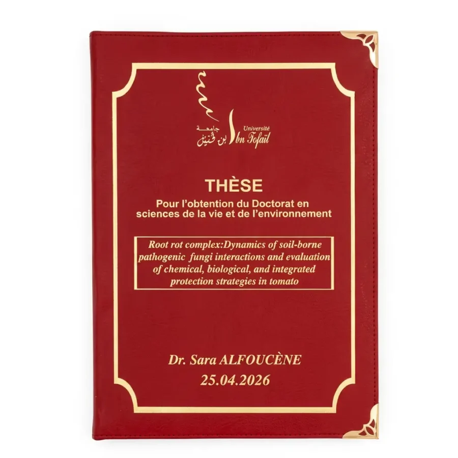 Couverture thèse en cuir détail face - Reliure premium avec finitions professionnelles pour mémoire et doctorat