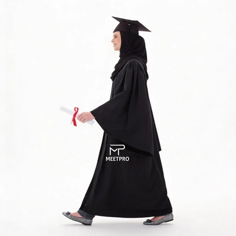 Tenue de remise de diplômes noire femme Maroc – robe cérémonie élégante Casablanca
